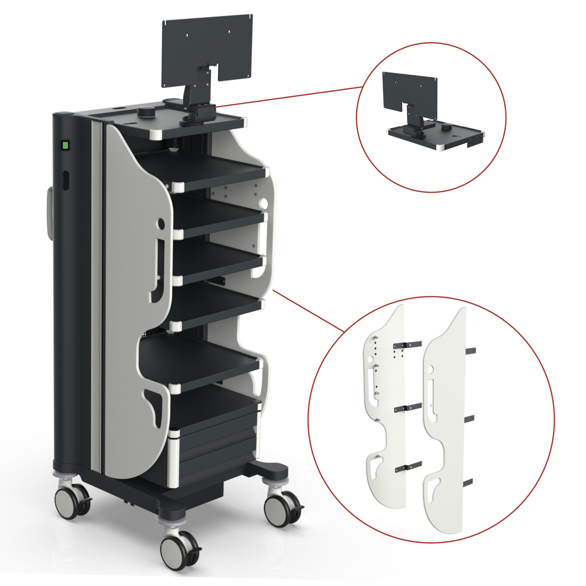 Medical cart built on an iTD platform with application-specific engineered customizations from iTD