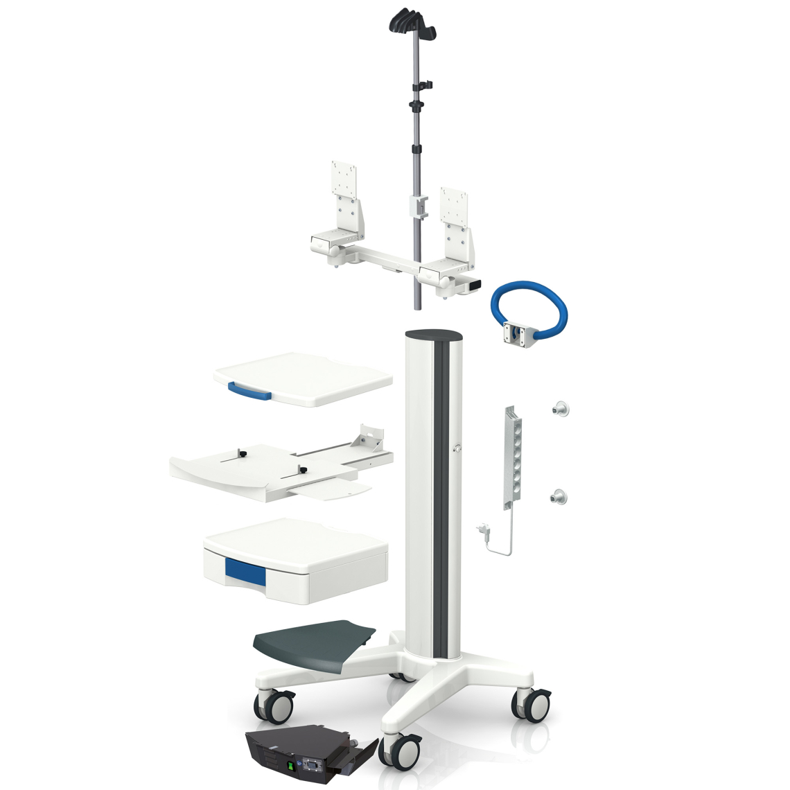 Modular medical cart configured using existing iTD components from iTD