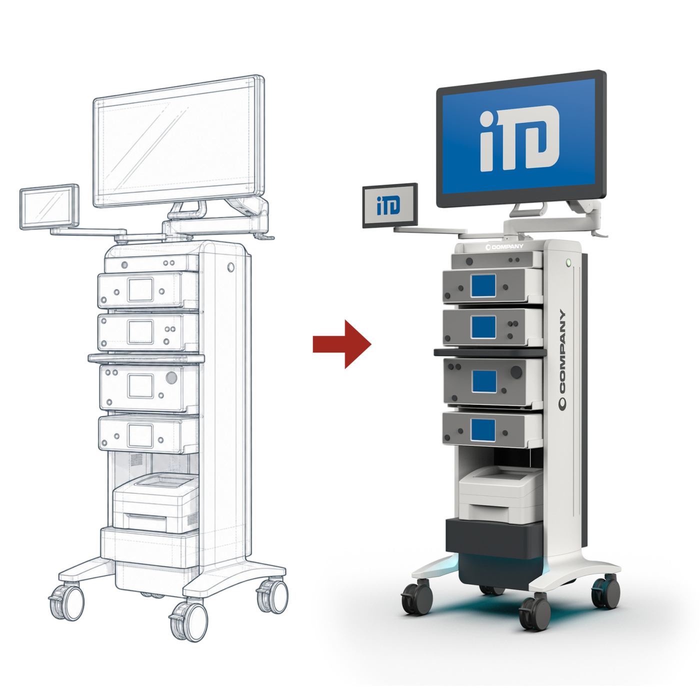 Fully custom-developed medical cart tailored to a medtech system from iTD